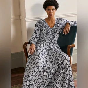 BODEN Ruffle Jersey Maxi Dress 8 Blue thumbnail 13