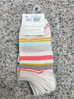 A New Day 3 Pack Low Cut Cotton Blend Striped Socks Multicolor 4-10 NWT thumbnail 3