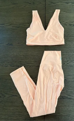 FP Movement Never Better Set - V-Neck Bralette & High-Waist Leggings in Melon thumbnail 1
