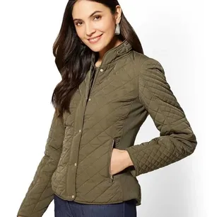 New‎ York & Company Army Green Quilt Jacket thumbnail 1