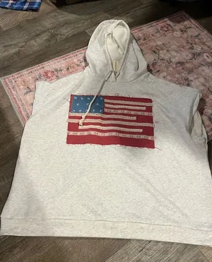 Fantastic fawn‎ Gray Hoodie with American Flag Design thumbnail 1