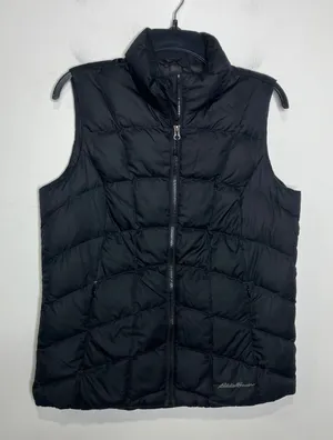 Eddie Bauer essential classic down puffer vest black women's size medium‎ thumbnail 1