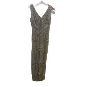 Adrianna Papell Embellished Beaded Evening Blue Dress Gown Prom Sz 4 thumbnail 4