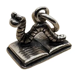 Vintage Shube Dakota West Sterling Silver Bookworm Book Charm 1.89g thumbnail 1