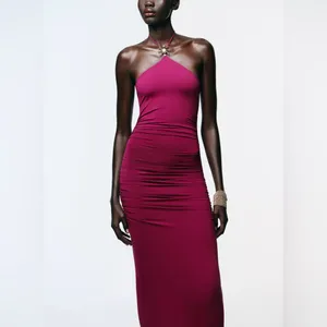 NWT ZARA HALTER SUN POLYAMIDE DRESS SIZE M thumbnail 3