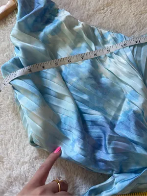 Abercrombie & Fitch Giselle Pleated One-Shoulder Cutout Maxi Dress Blue Medium T thumbnail 10