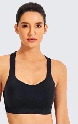 CRZ YOGA Sports Bra Womens XL Black Strappy Back Longline Activewear Crop Top thumbnail 1