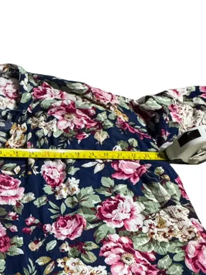 Altar'd State Navy Floral Swing Blouse with Pink Roses thumbnail 4