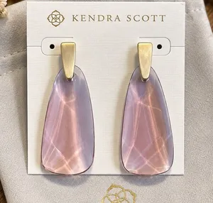 Kendra Scott Maize Drop Earrings Translucent Violet Glass Brushed Gold Tone Post thumbnail 1