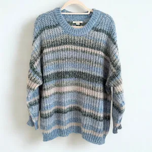 American Eagle Oversized Striped Knit Sweater L thumbnail 1
