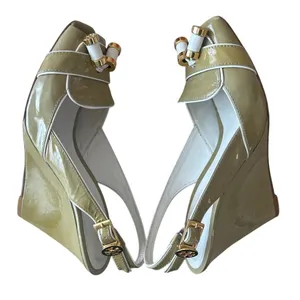 Tory Burch Ella Wedge‎ Slingback Peep Toe Patent Sandals 7 thumbnail 9
