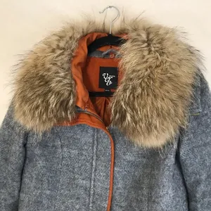 Vero‎ Moda gray coat fur orange wool blend thumbnail 3