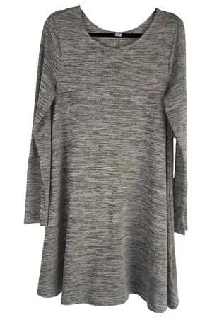 Old Navy Swing Dress Women XL‎ Gray Space Dye Long Sleeve Knit Babydoll Layer thumbnail 1