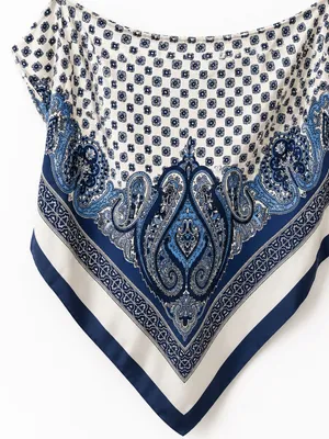 Zara Paisley Scarf Print Tie Back Handkerchief Cami Top Blue White XS-S NWT thumbnail 4