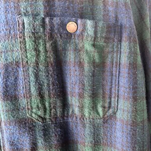 LL Bean Sherpa Lined Plaid Flannel Shacket Blue Green Shirt Men’s SZ XL Fleece thumbnail 3