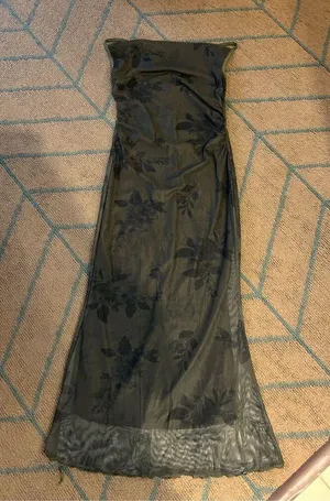 NEW Green Formal Semi Formal Backless Sheer Maxi Dress S thumbnail 1