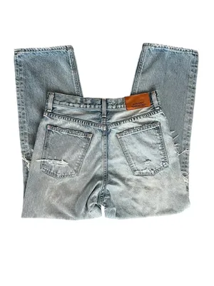 Moussy Women’s High Waisted Straight Leg Distressed Light Wash Jeans Size 26 thumbnail 7