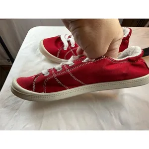 Dunes Sport Reesa Womens Sneakers Red Lace Up Low Top Size 7W Wide thumbnail 5