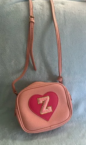 Pink Heart Patch Crossbody Camera Bag with 'Z' Accent thumbnail 1