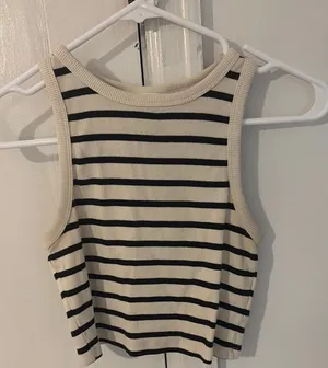 H&M Cream Beige Striped Tank Top thumbnail 1