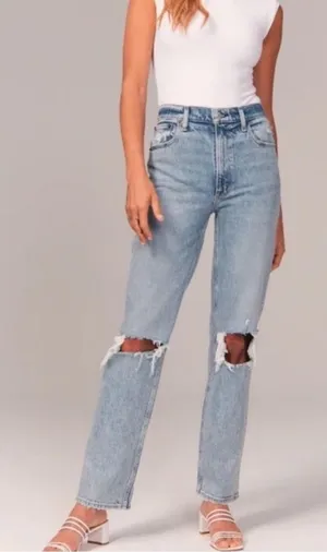 Abercrombie NEW 90s Straight Ultra High Rise Jeans thumbnail 1