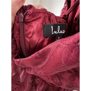 New Lulus Always With You Burgundy Floral Embroidered Organza Maxi Dress sz S thumbnail 7