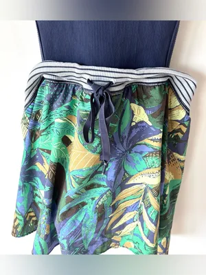 Offline by Aerie Ribbed Cut-out Romper Dress Navy Blue Green Floral Active thumbnail 6