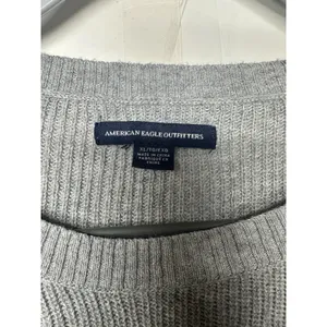 American Eagle Women’s Xl Light Gray Knit Sweater Tie Sleeve Casual Top thumbnail 5