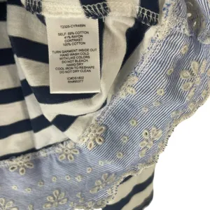 Sanctuary Women's Size Small Striped Navy Cottage Long Sleeve Lace Hem‎ Top thumbnail 5