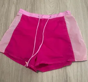 Bright Pink Drawstring Swim Shorts with Light Pink Mesh Panels thumbnail 1