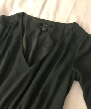 Forever 21 Dark Green Long Sleeved V Neck Dress Holiday thumbnail 2
