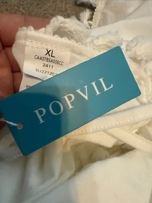 Popvil Cupshe White Tassel Trim Wrap Low Back Cover Up Maxi Dress Size XL thumbnail 4