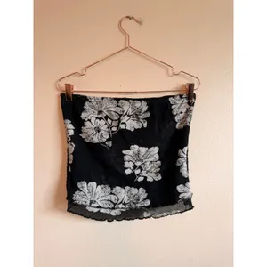 Free People Tube Top Women L Black Floral Strapless Smocked Mesh OB1174031 thumbnail 3