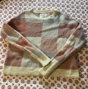 Abercrombie + Fitch Patchwork Knit Mohair Blend Crewneck Sweater size medium thumbnail 1