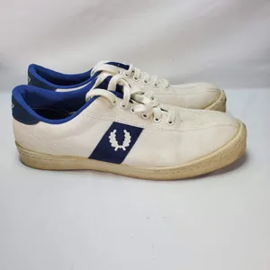 Vintage 70s Womens US 9 Fred Perry White Canvas‎ Low Trainer Shoes Sneakers Box thumbnail 5