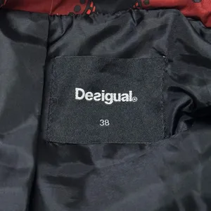 Desigual Heart Pattern‎ Down Feather Puffer Jacket High Neck Assymetric Zip thumbnail 10