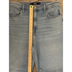 Hollister Ultra High-Rise‎ Dad Jeans Light Wash Stretch Split Hem Size 11 30x31 thumbnail 6
