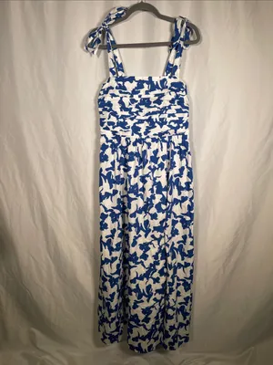 Abercrombie & Fitch Womens Emerson Maxi Dress Blue White Medium Tall thumbnail 2