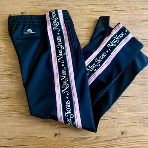 Marc Jacobs "The Track Pant" Retro Black pink white Web Logo Stripe size 10 thumbnail 3