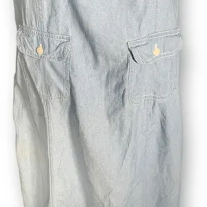 Vintage Light Wash‎ Cotton Midi Dress Sleeveless Pinafore Blue Medium Modest thumbnail 6