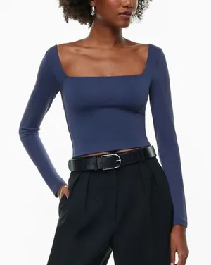 Aritzia Contour Square Neck Long Sleeve Top - Blue thumbnail 1