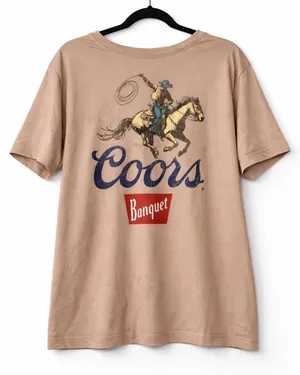 Coors Banquet Women's Short Sleeve Tee in Tan thumbnail 1
