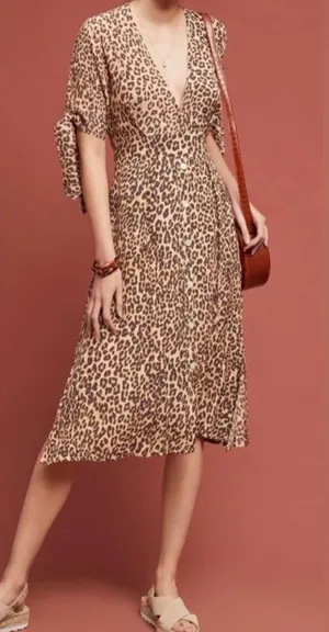 Faithfull Anthropologie Leopard Midi Dress thumbnail 1