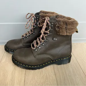 Dr. Martens 1460 Serra Collar Faux Fur Lined Lace Up Boots - Brown - Women’s 9 thumbnail 5
