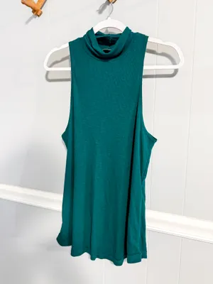 Free People Topanga Forest Green Sleeveless Turtleneck Top thumbnail 9