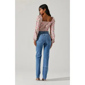 💕ASTR THE LABEL💕 Floral Tie Shoulder Long Sleeve Top ~ Pink Floral Print M NWT thumbnail 6