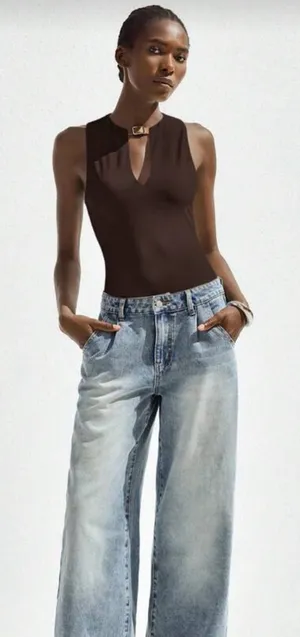 SheIn NWT brown body suit with buckle detailing thumbnail 1