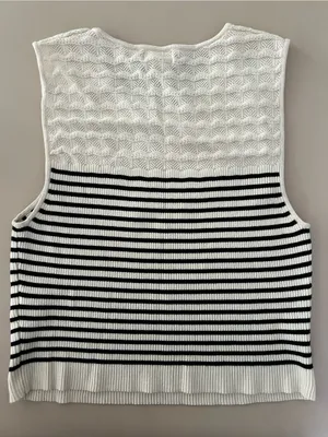 Anthropologie Striped Knit Tank Top in White and Black thumbnail 3