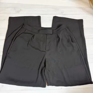 Open Edit Wide Leg Pleated Pants in Black Size 8 thumbnail 4