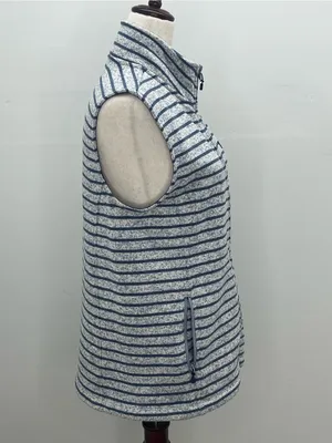 Vineyard Vines Womens Blue White Striped Full Zip Mock Neck Fleece Vest Medium thumbnail 6